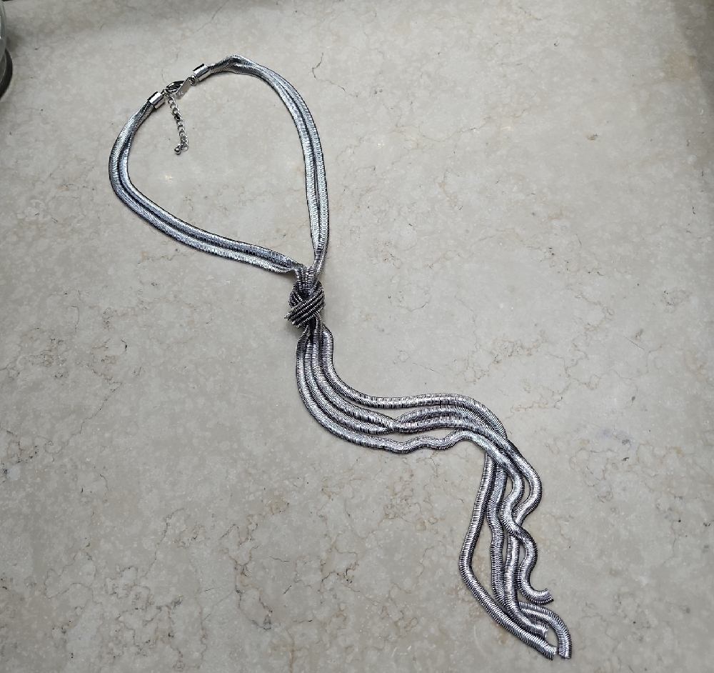 Silver Multi-Strand Statement Necklace - Picture 1 of 4
